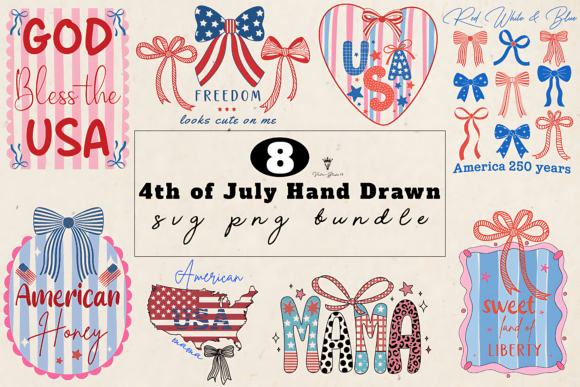 4th of July Hand Drawn SVG PNG Bundle: A Strategic Asset for Patriotic Merchandise
