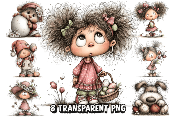 8 Whimsical Easter Girl Basket PNG: A Creative Resource for Seasonal Design