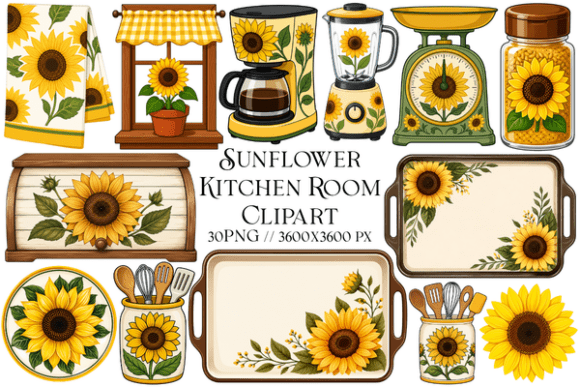 Bringing Farmhouse Charm to Life with Sunflower Kitchen Clipart