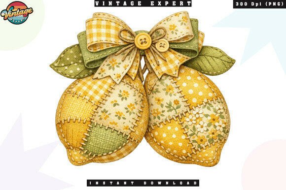 Cottagecore Floral Patchwork Lemon PNG Guide