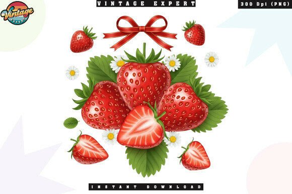 Cute Strawberry Cluster with Flowers PNG: The Ultimate Summer Design Asset