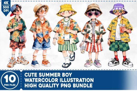 Cute Summer Boy PNG Bundle for Creators