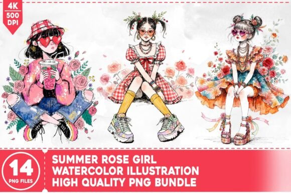 Evaluating the Summer Rose Girl Watercolor Bundle for Commercial Design Projects