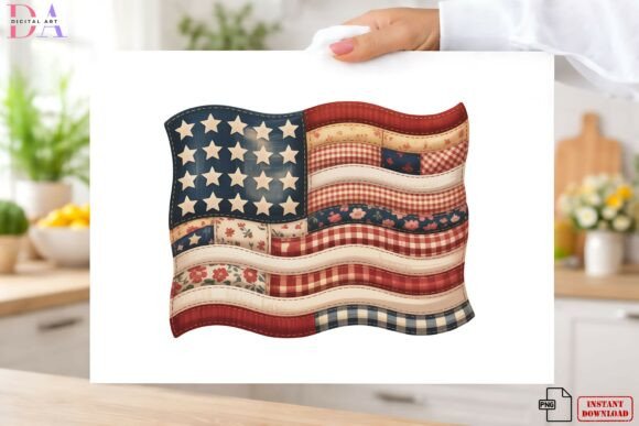Evaluating the Vintage Patchwork Quilted USA Flag PNG for Patriotic Design Projects