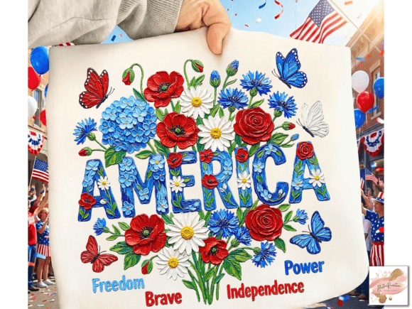 Floral America Png Brushstroke Patriotic