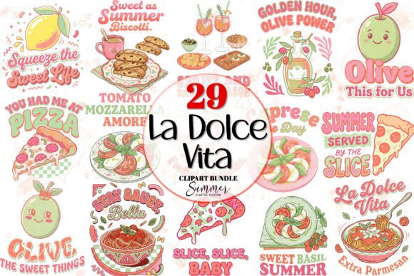 La Dolce Vita Italian Summer Clipart: Bringing the Sweet Life to Your Creative Projects