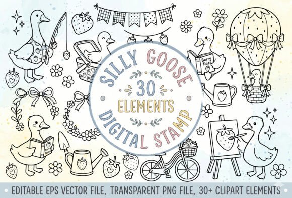 Silly Goose Digital Stamp Elements