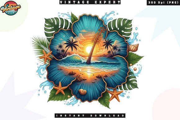 Summer Ocean Sunset Hibiscus Floral PNG: A Practical Asset for Tropical Design