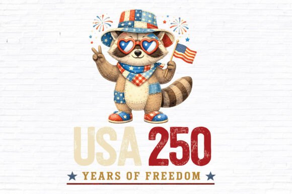 USA 250 Raccoon PNG Design