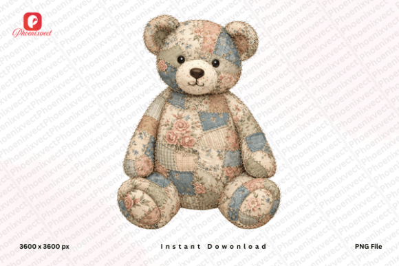 Vintage Patchwork Teddy Bear PNG: A Timeless Design for Modern Creators
